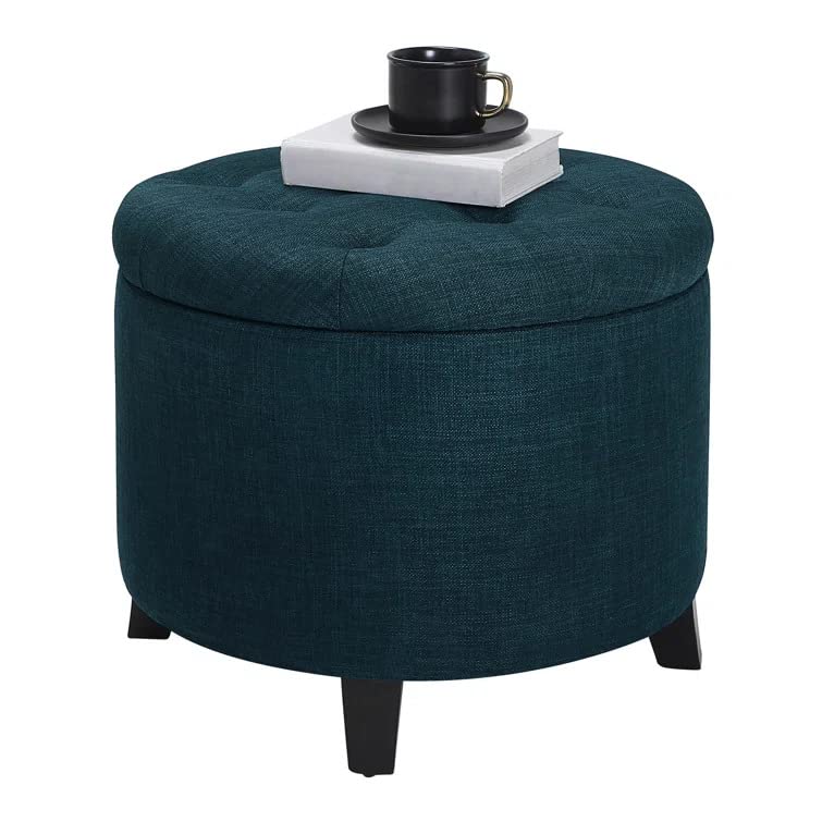 Nicole Round Shape Fabric/Leatherette Ottoman Pouffe Puffy - Torque India