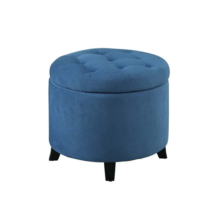 Nicole Round Shape Fabric/Leatherette Ottoman Pouffe Puffy - Torque India