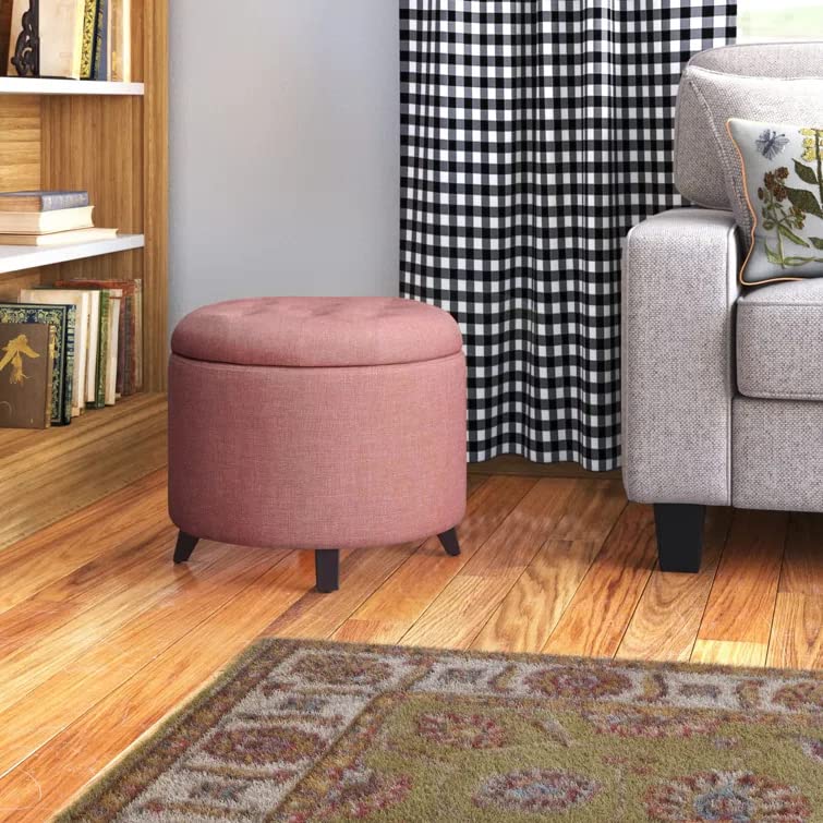 Nicole Round Shape Fabric/Leatherette Ottoman Pouffe Puffy - Torque India