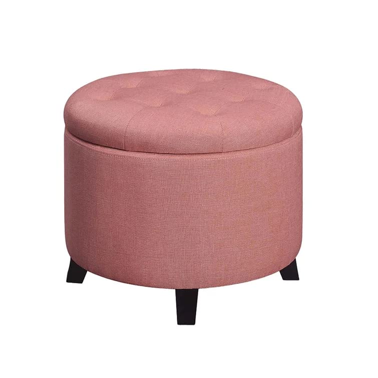 Nicole Round Shape Fabric/Leatherette Ottoman Pouffe Puffy - Torque India