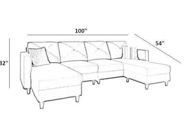 Quillon 6 Seater U-Shape Sectional Convertible Sofa Couch with Double Chaise 4 Seat Sofa with Two Ottomans - Torque India
