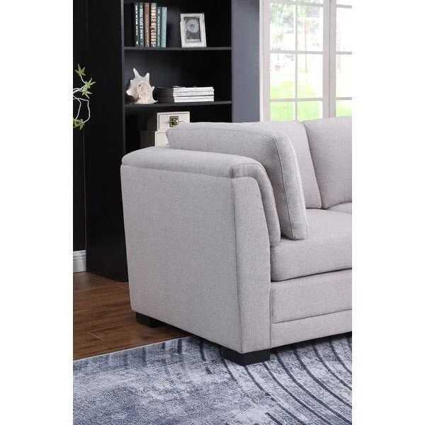 Sia 3 Seater Fabric Sofa for Living Room - Light Grey - Torque India