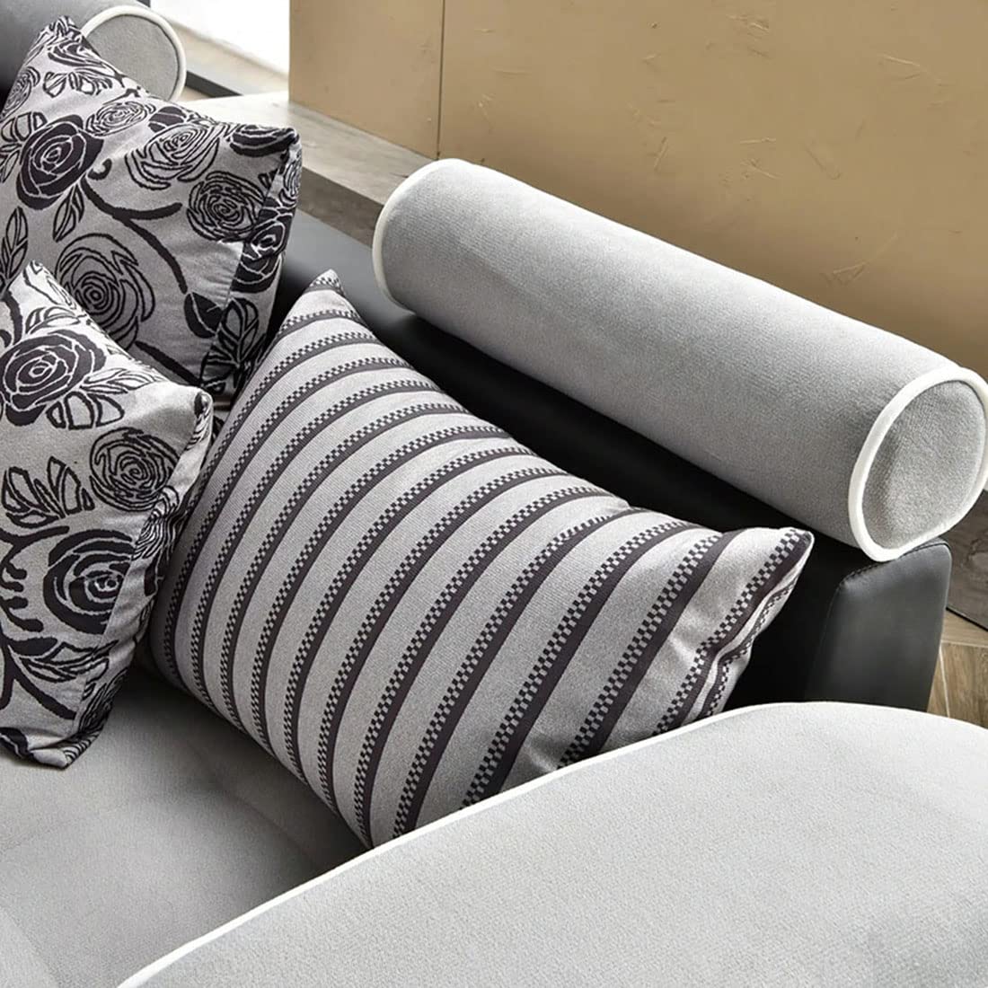 Silvester U Shape 9 Seater Fabric Sofa Set with 4 Puffy - Torque India