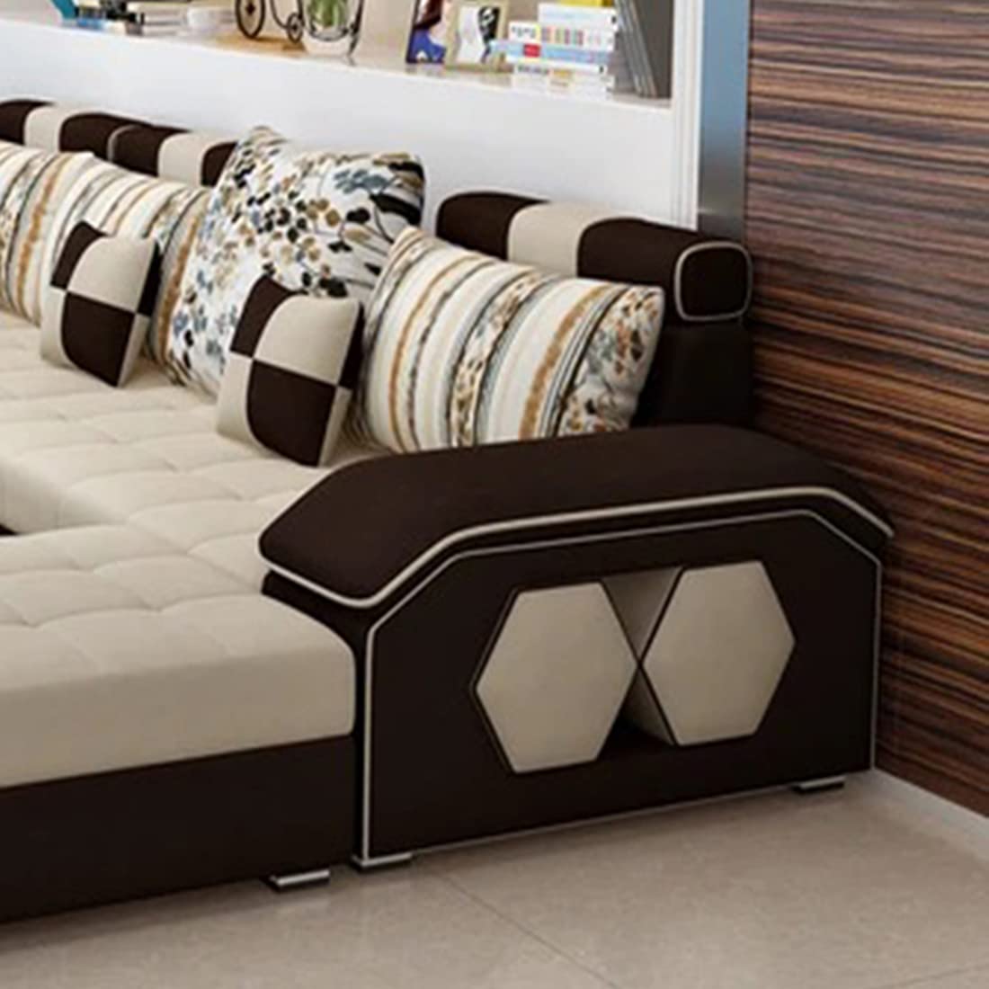 Silvester U Shape 9 Seater Fabric Sofa Set with 4 Puffy - Torque India