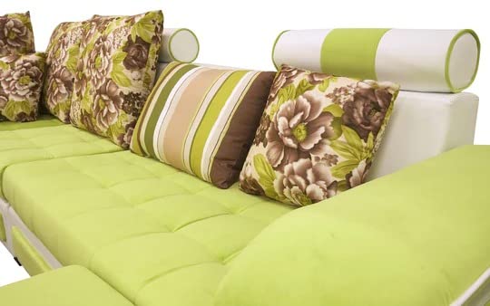 Silvester U Shape 9 Seater Fabric Sofa Set with 4 Puffy - Torque India