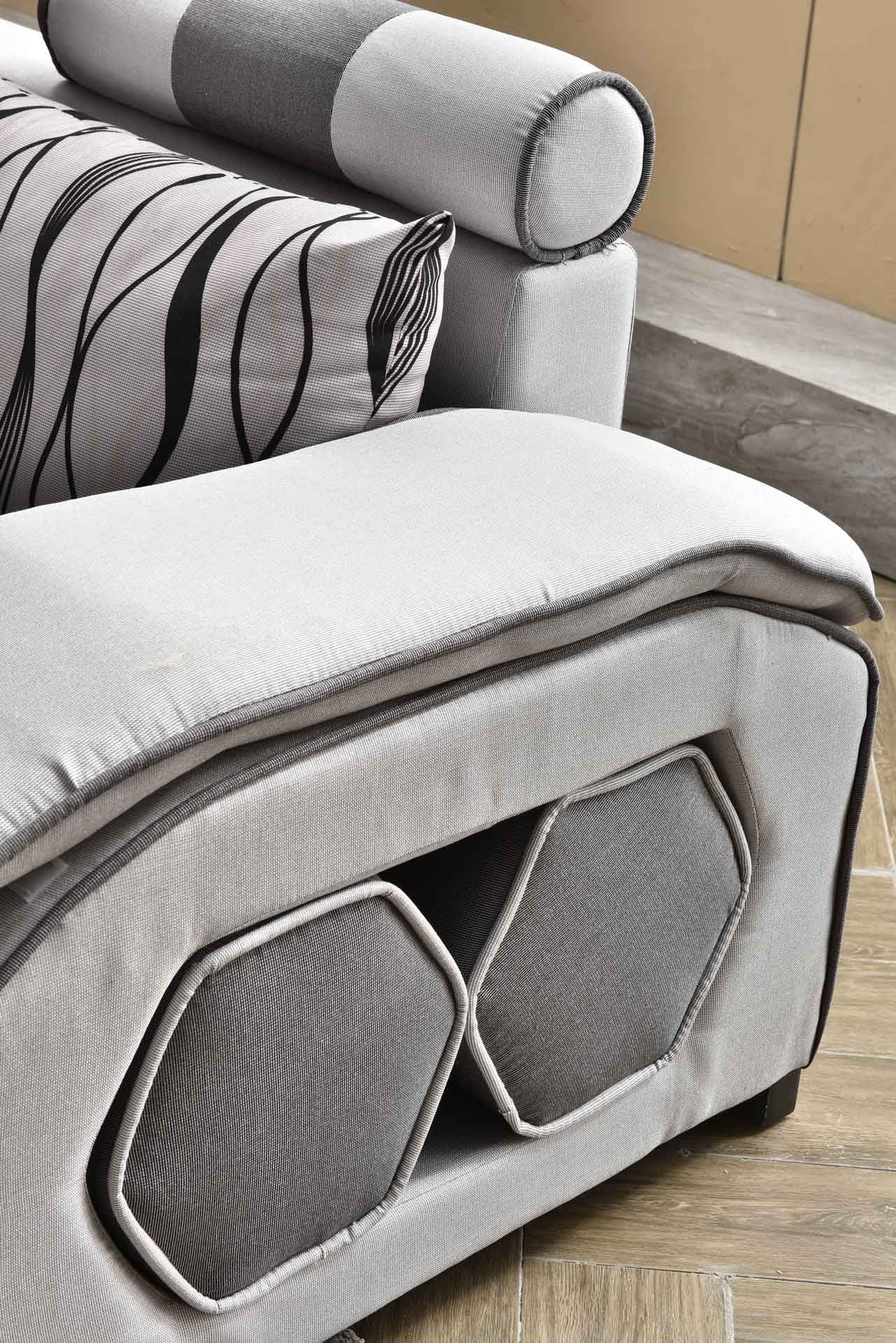 Silvester U Shape 9 Seater Fabric Sofa Set with 4 Puffy - Torque India