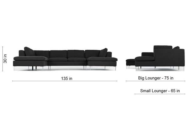 Smith L Shape 7 Seater Fabric Sofa Set - Torque India