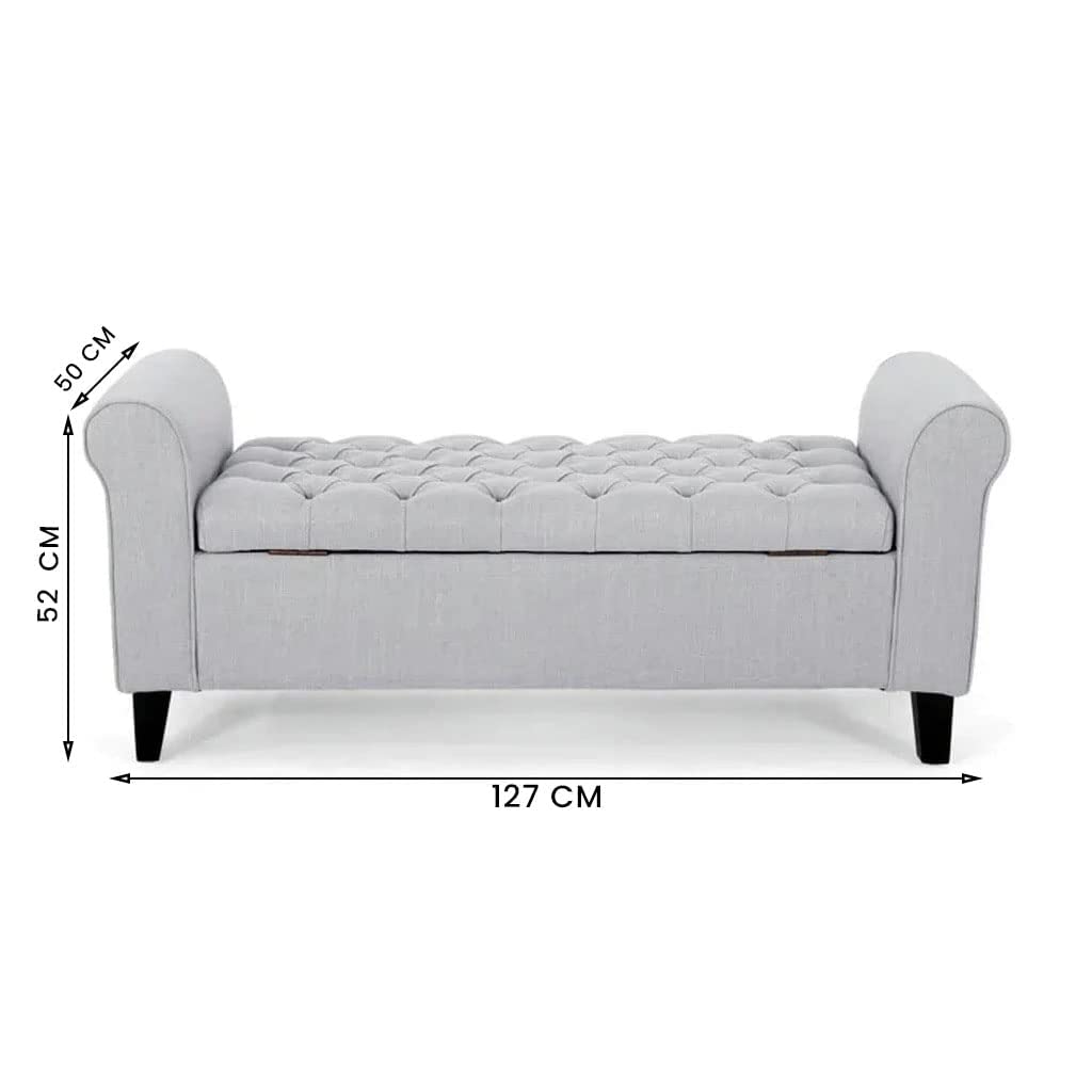 Toronto 2 Seater Fabric Storage Ottoman Bench Sette Pouffe Puffy for Foot Rest - Torque India