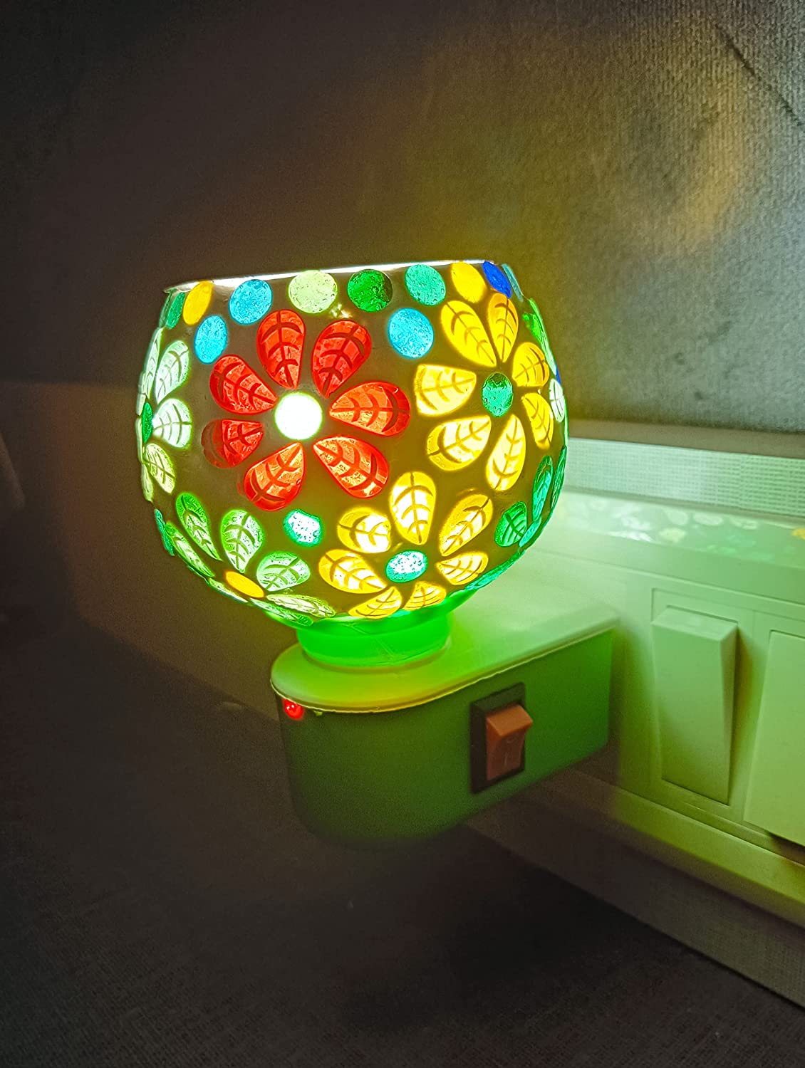 Torque - 2 in 1 Night Lamp Cum Electric Camphor Diffuser | Fragrance Lamps Glass Kapoor Dani | Essential Oil Diffuser with On-Off Switch to Toggle Between Burner & Lamp - Torque India