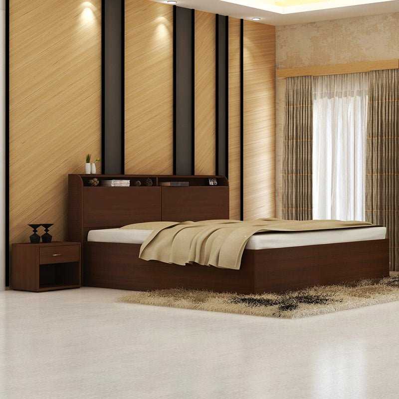 Torque India Jacob King Size Bed with Box Storage for Bedroom ( Light Brown) - TorqueIndia