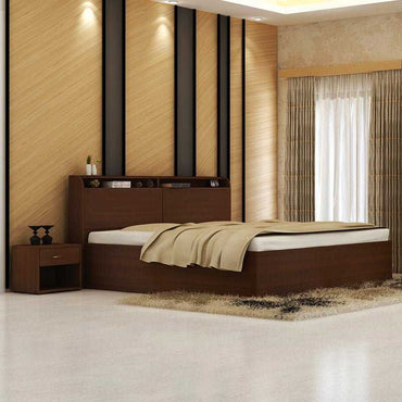 Torque India Jacob King Size Bed with Box Storage for Bedroom ( Light Brown) - TorqueIndia