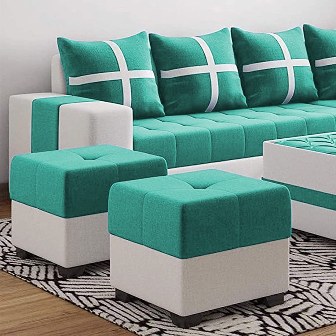 Torque India Jamestown Square Shape Ottoman Pouffes - TorqueIndia