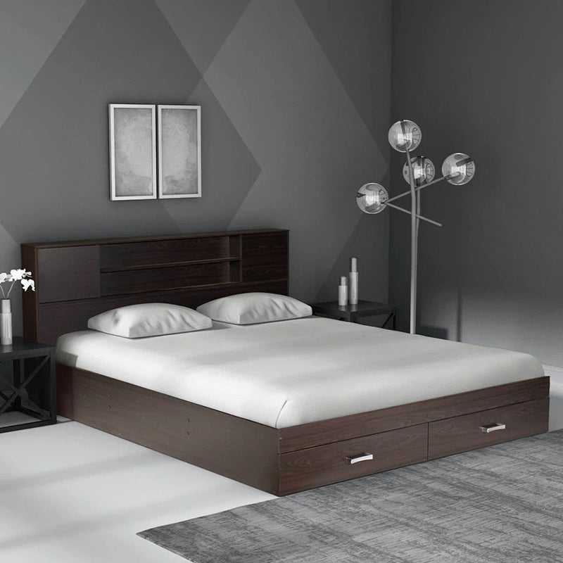 Torque India Jonas Queen Size Bed With Drawer Storage For Bedroom (Brown) - TorqueIndia
