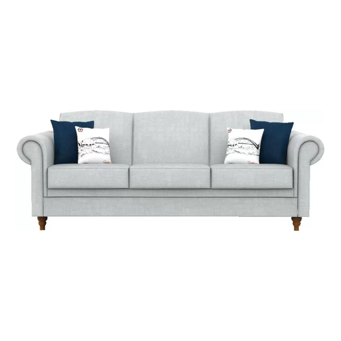 Torque India Rockford 3 Seater Fabric Sofa | Grey - TorqueIndia