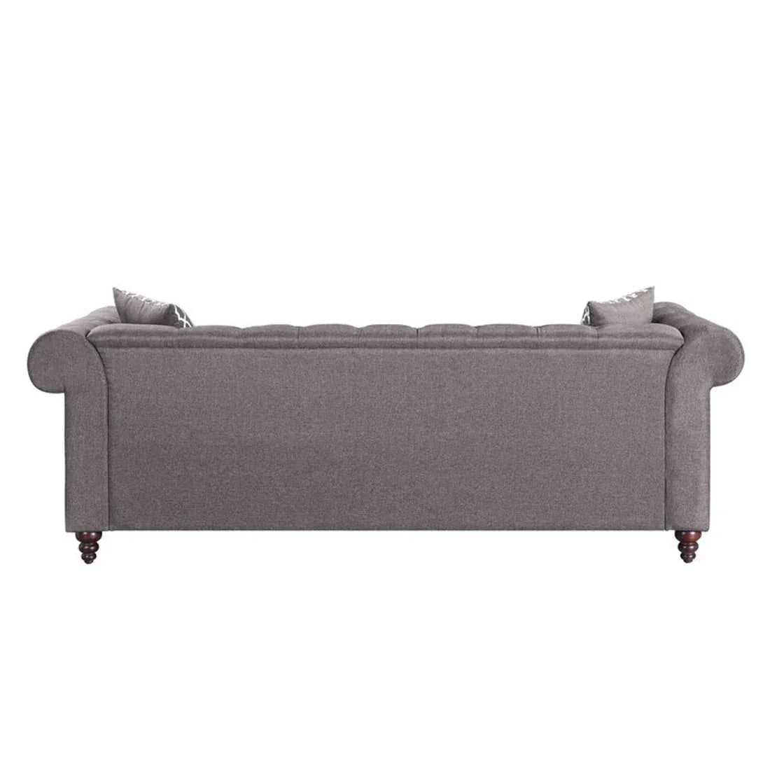 Torque India Sage Solid Wood 3 Seater Fabric Chesterfield Sofa With Ottoman - Torque India