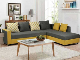 Torque India Santina 6 Seater L-Shape Sofa Set for Living Room - TorqueIndia