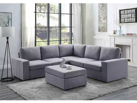 Torque India Sweden 6 Seater Sofa for Living Room (Grey) - Torque India