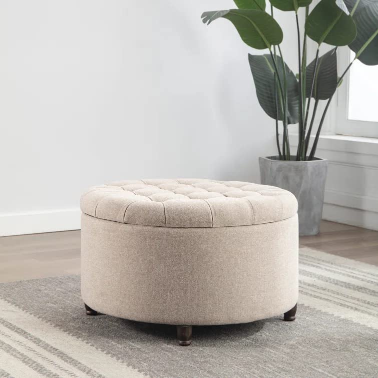 Tracy Round Shape Fabric Ottoman Pouffe Puffy - Torque India