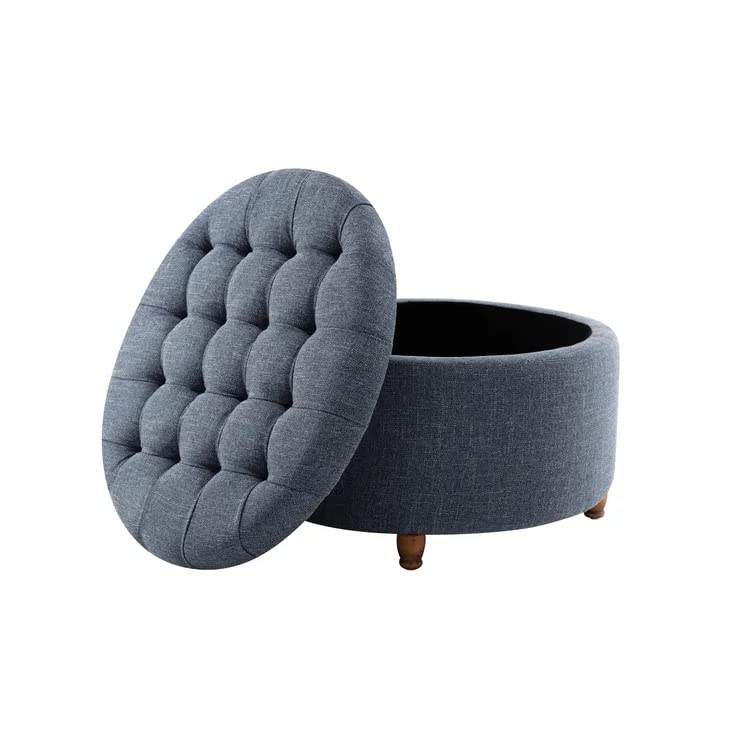 Tracy Round Shape Fabric Ottoman Pouffe Puffy - Torque India
