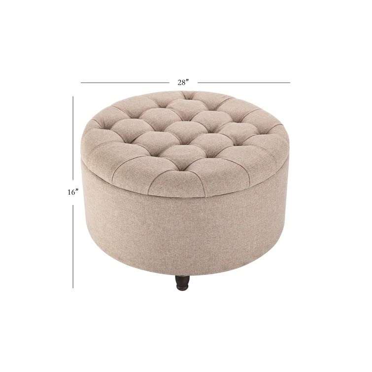 Tracy Round Shape Fabric Ottoman Pouffe Puffy - Torque India