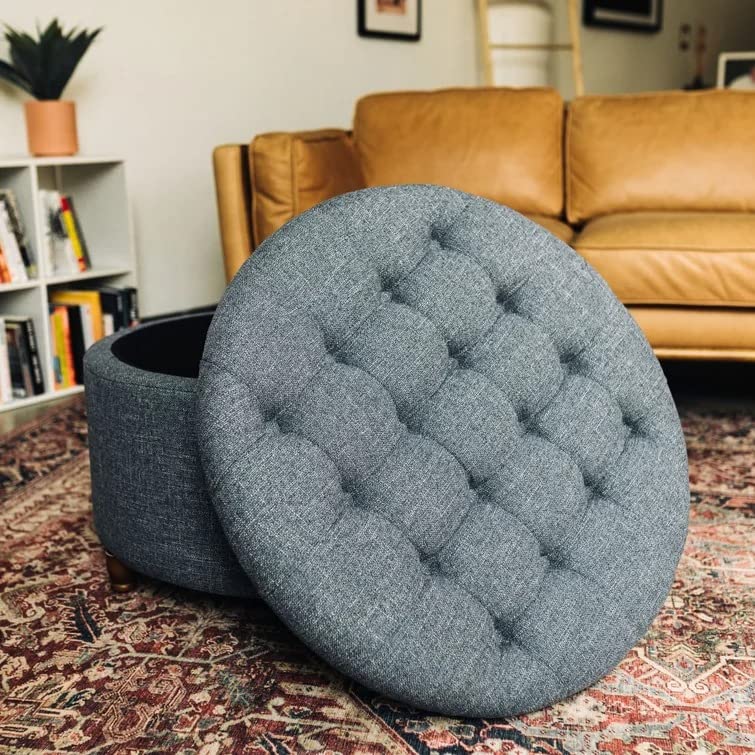 Tracy Round Shape Fabric Ottoman Pouffe Puffy - Torque India