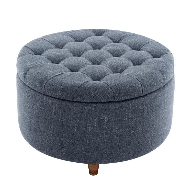 Tracy Round Shape Fabric Ottoman Pouffe Puffy - Torque India