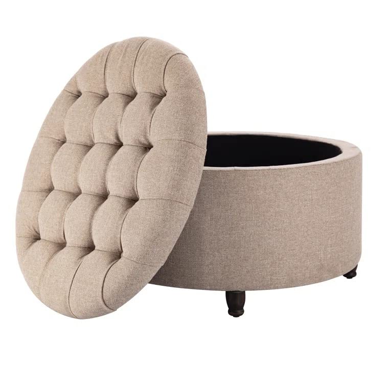 Tracy Round Shape Fabric Ottoman Pouffe Puffy - Torque India