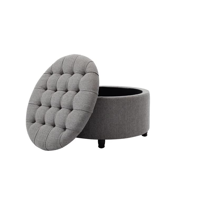 Tracy Round Shape Fabric Ottoman Pouffe Puffy - Torque India