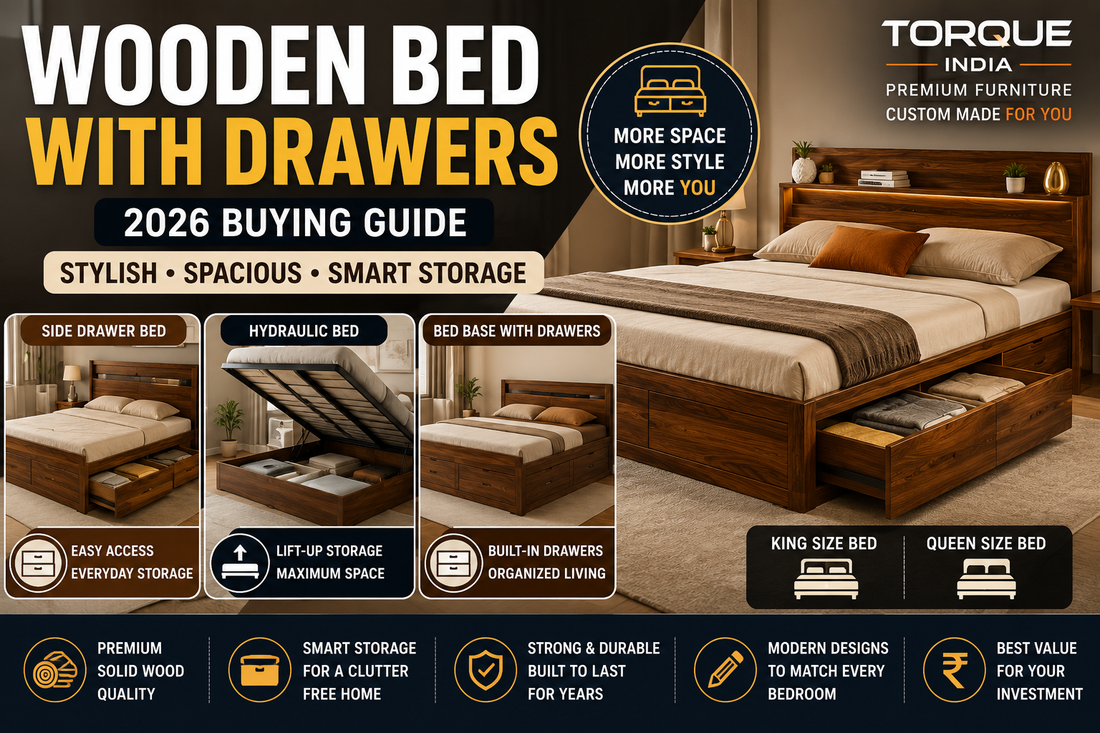 Best Wooden Bed with Drawers (2026): Hydraulic, King & Queen Size Bed Designs