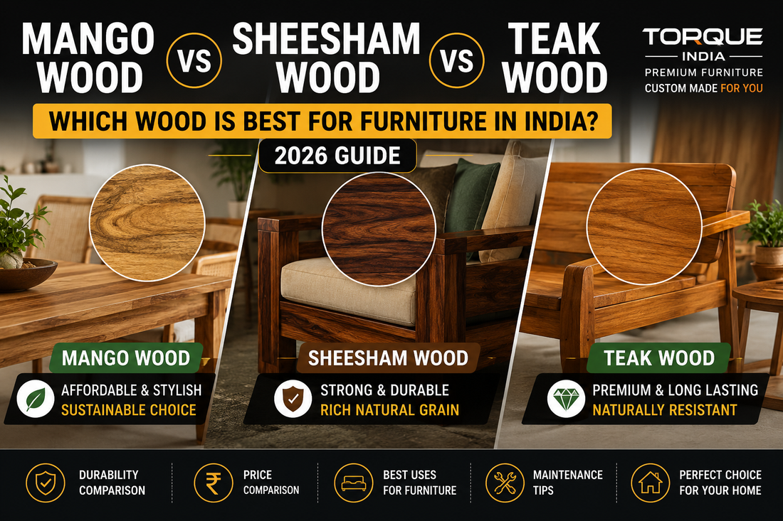 Mango Wood vs Sheesham Wood vs Teak Wood: Which is Best for Furniture in India? (2026 Guide)