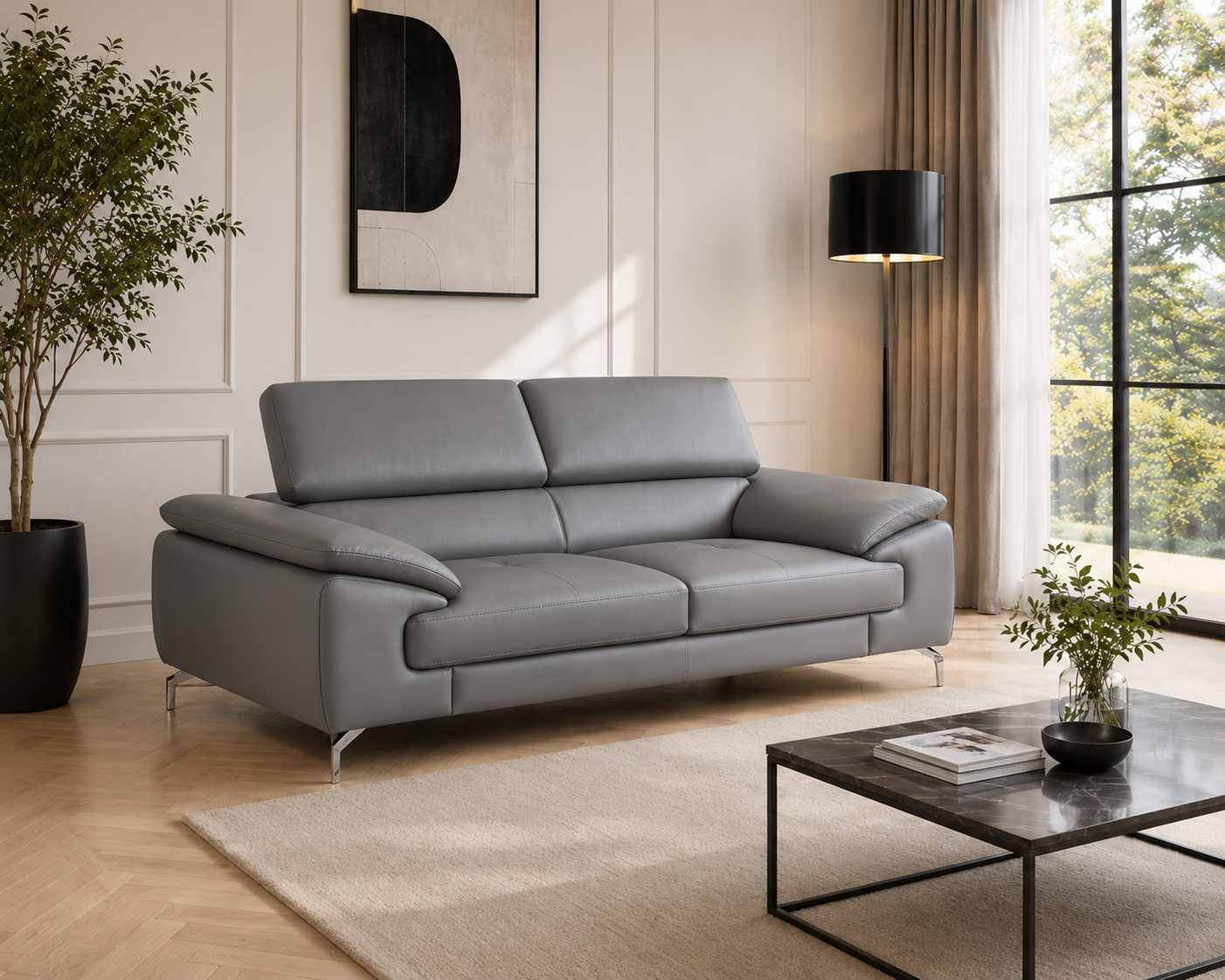 Renzo Leatherette Sofa For Living Room