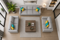 Carelino 3+2+1 Seater Fabric Sofa Set for Living Room | Modern Upholstered Sofa Set