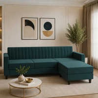 Sovana 4 Seater L-Shape Sofa with Ottoman – Modern Fabric Sectional for Living Room