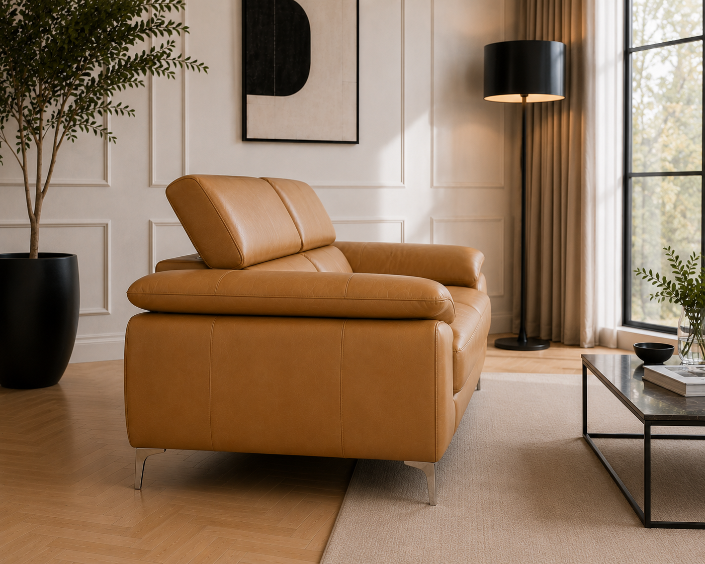 Renzo Leatherette Sofa For Living Room