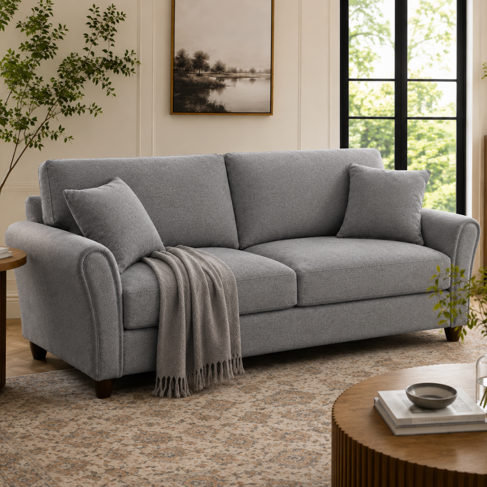 Penny 3 Seater Fabric Sofa – Modern Wooden Frame Living Room Couch