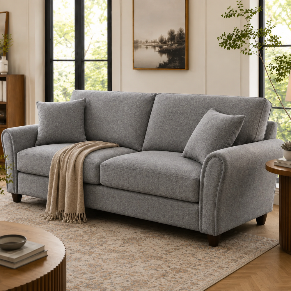 Penny 3 Seater Fabric Sofa – Modern Wooden Frame Living Room Couch