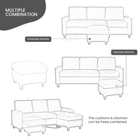 Madelyn 6 Seater Interchangeable L Shape Fabric Sofa For Living Room | Bedroom | Office