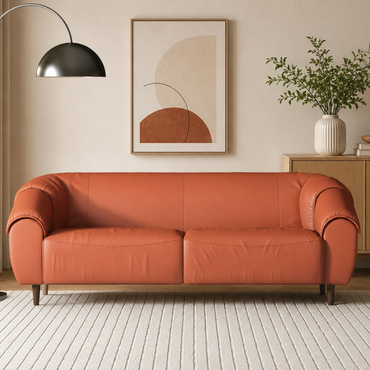 Valencia 3 Seater Leatherette Sofa Set – Modern Luxury Living Room Sofa in Tan Brown