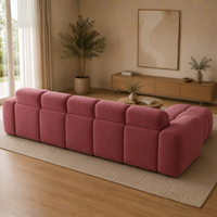 Aura 4 Seater L Shape Sofa for Living Room | Modern Premium Fabric Corner Sofa