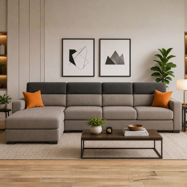 Zavira Modern L-Shaped Sectional Sofa with Chaise Lounge – Contemporary Gray Modular Couch for Living Room