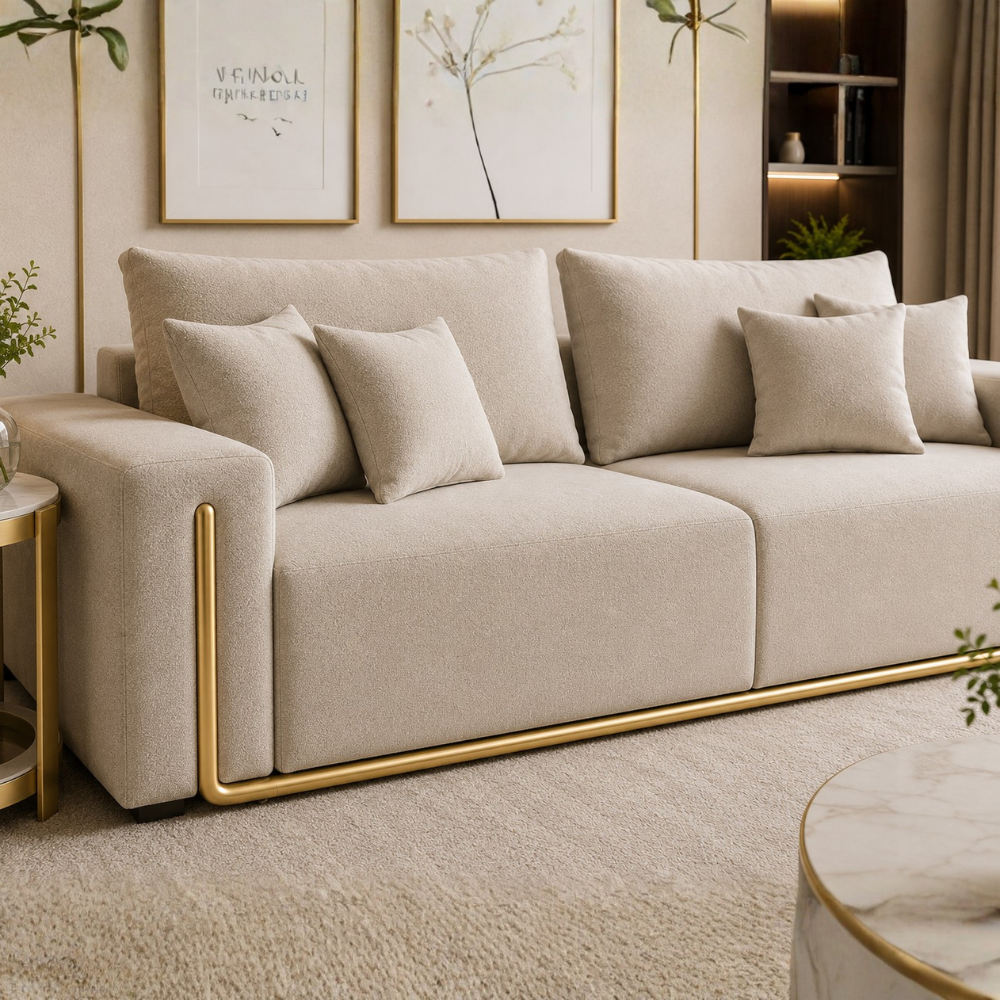 Gloria 2 Seater Premium Fabric Sofa For Living Room | Modern Luxury Designer Sofa