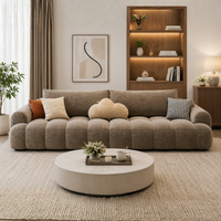 Zenvaro 4 Seater Premium Curved Sofa for Living Room | Modern Luxury Fabric Couch