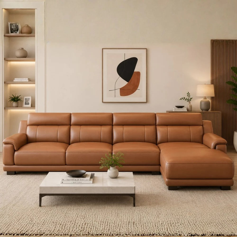 Marvella 5 Seater Modern Leatherette Sofa Set for Living Room | Premium L Shape Corner Sofa