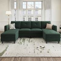 Quillon 6 Seater U-Shape Sectional Convertible Sofa Couch with Double Chaise 4 Seat Sofa with Two Ottomans