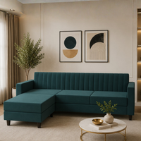Sovana 4 Seater L-Shape Sofa with Ottoman – Modern Fabric Sectional for Living Room