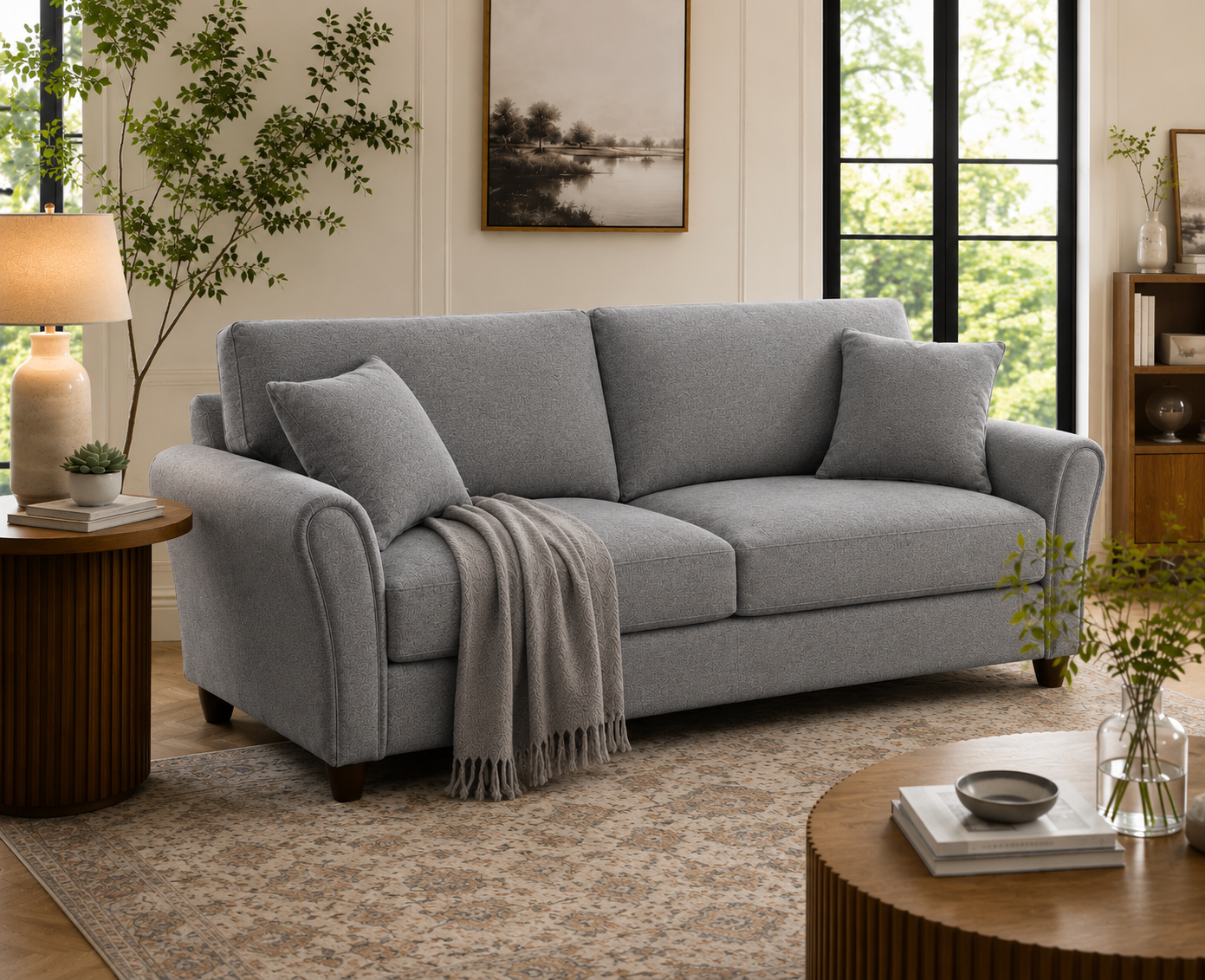 Penny 3 Seater Fabric Sofa – Modern Wooden Frame Living Room Couch