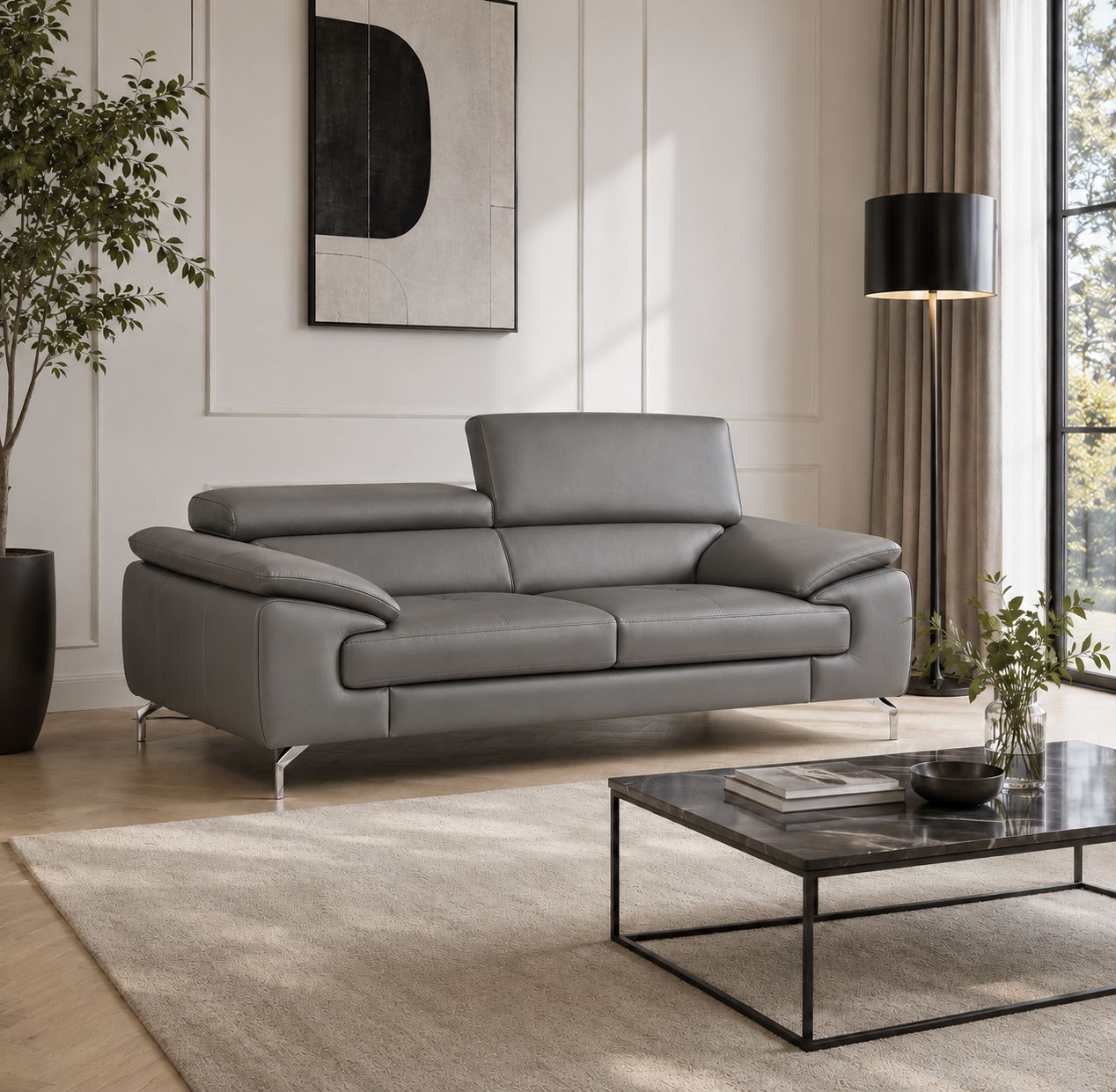 Renzo Leatherette Sofa For Living Room