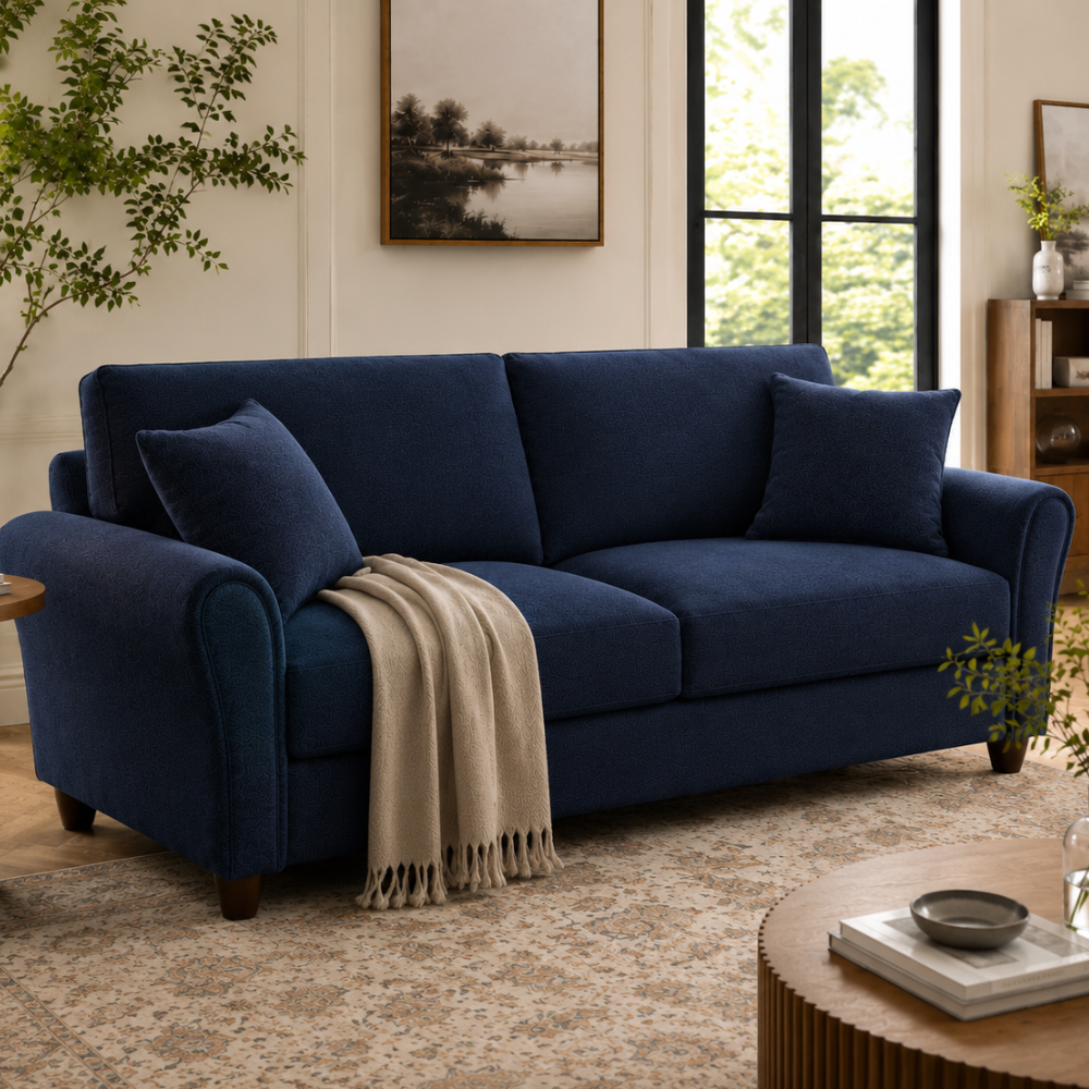Penny 3 Seater Fabric Sofa – Modern Wooden Frame Living Room Couch