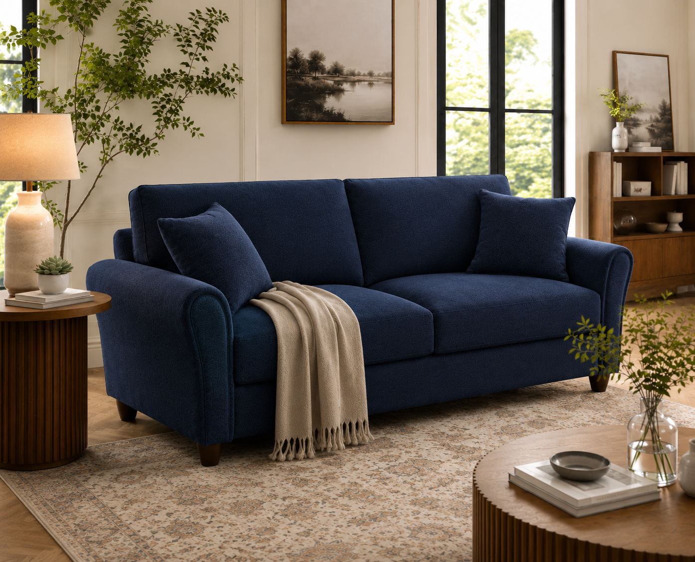 Penny 3 Seater Fabric Sofa – Modern Wooden Frame Living Room Couch