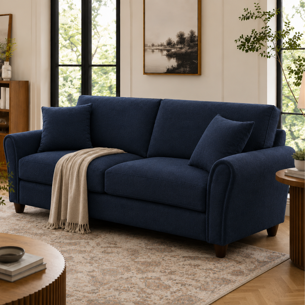 Penny 3 Seater Fabric Sofa – Modern Wooden Frame Living Room Couch